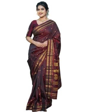 SWORNOF Women's Kanjivaram Soft Silk Banarasi Sarees With Unstiched Blouse Piece